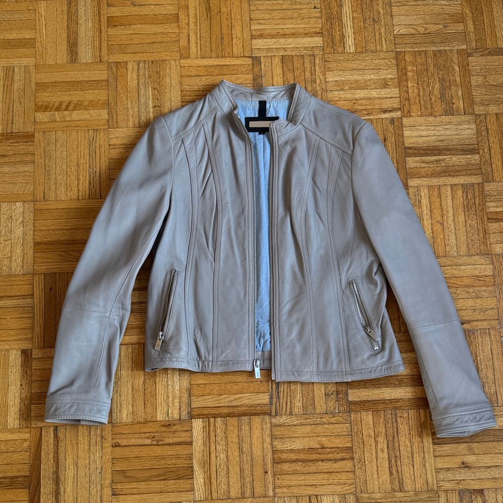 Women's Taupe Leather Jacket